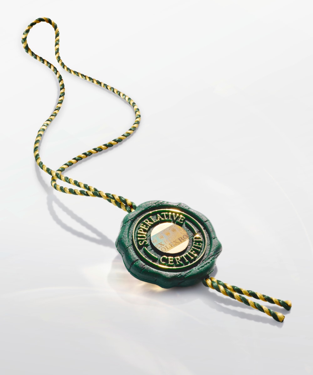 Official Rolex Certified Pre-Owned hang tag — the documentation accompanying Rolex Certified Pre-Owned watches sold through authorised dealers.