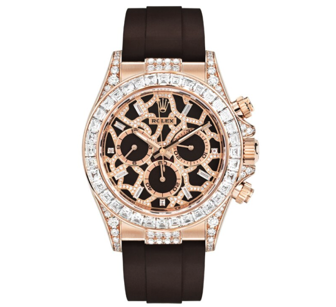 Rolex Daytona Giraffe 126555TBR — 18k Everose gold, chestnut brown diamond dial, brown Oysterflex strap